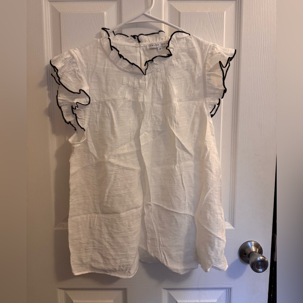 English Factory White Top with Black Trimming
